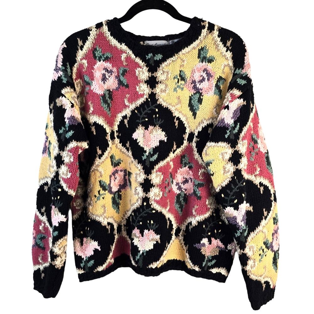 Vintage First Concepts Hand Knitted Sweater Women's M Cottagecore Grannycore